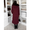 Vínový dlouhý zimní kabát bunda LUMIYA