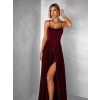 Vínové dlouhé plesové šaty CELLINES se šněrováním a rozparkem