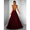 Vínové dlouhé plesové šaty CELLINES se šněrováním a rozparkem