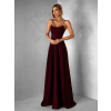 Vínové dlouhé plesové šaty CELLINES se šněrováním a rozparkem