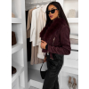 Vínová semišová krátká bunda LORXINA s kožíškem