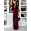 Bordó elegantní dlouhý společenský overal DULEMAR
