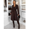 Hnědý dlouhý elegantní kabát CAMNIRA s páskem