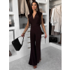Tmavě hnědý elegantní společenský dlouhý overal DULEMAR