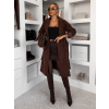 Tmavě hnědý elegantní dlouhý kabát CLERINE