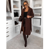 Tmavě hnědý elegantní dlouhý kabát CLERINE