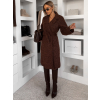 Tmavě hnědý elegantní dlouhý kabát CLERINE