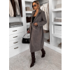 Šedý dlouhý elegantní kabát CAMNIRA s páskem