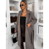 Šedý dlouhý elegantní kabát CAMNIRA s páskem