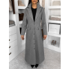 Šedý dlouhý elegantní kabát SAVOIA na knoflíky