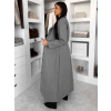 Šedý dlouhý elegantní kabát SAVOIA na knoflíky