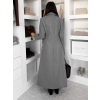 Šedý dlouhý elegantní kabát SAVOIA na knoflíky