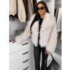 Krémový kožešinový faux fur krátký kabátek FURLA