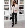 Krémový kožešinový faux fur krátký kabátek FURLA