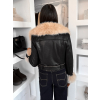 Černá krátká biker bunda EMBRILA s kožešinkou