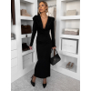 Černé elegantní dlouhé šaty MARVO s řasením