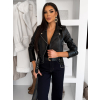 Černá koženková biker krátká bunda SOLVENA