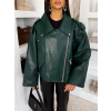 Smaragdová koženková biker oversize bunda DRAVINO