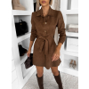 Hnědé košilové semišové šaty TEXIVOA