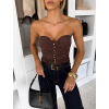 Hnědý korzetový top ZELTRIK bez ramínek