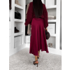 Vínová saténová dlouhá sukně VORNIKA