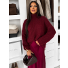 Vínový oversized svetr BELVURA s vlnou