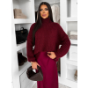 Vínový oversized svetr BELVURA s vlnou