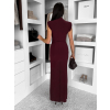 Bordó společenské dlouhé elastické šaty LABUA