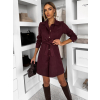 Vínové košilové semišové šaty TEXIVOA
