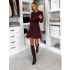 Vínové košilové semišové šaty TEXIVOA