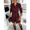 Vínové košilové semišové šaty TEXIVOA