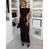 Tmavě hnědé dlouhé elastické šaty LABUA