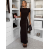 Tmavě hnědé dlouhé elastické šaty LABUA