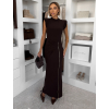 Tmavě hnědé dlouhé elastické šaty LABUA