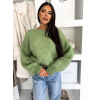 Světle zelený svetr ZARVONI s vlnou
