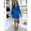 Královsky modré saténové áčkové krátké šaty MOKESA