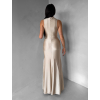 Béžové dlouhé společenské šaty LETERA s řasením