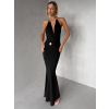 Černé společenské dlouhé šaty ARKENY s ozdobou