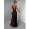 Hnědé společenské jednoduché dlouhé šaty CARMIYA