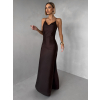 Hnědé společenské jednoduché dlouhé šaty CARMIYA