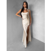 Krémové společenské dlouhé šaty BELUNA