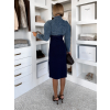 Modré elegantní šaty DENIMA s dlouhým rukávem