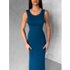 Petrolejové přiléhavé midi šaty TREVY s holými zády