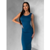 Petrolejové přiléhavé midi šaty TREVY s holými zády
