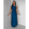 Petrolejové společenské dlouhé šaty SYVONA