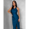 Petrolejové společenské dlouhé šaty SYVONA