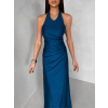 Petrolejové společenské dlouhé šaty SYVONA
