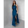 Petrolejové společenské dlouhé šaty SYVONA