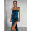 Petrolejové společenské korzetové šaty ZONTIRE