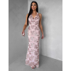 Růžové společenské dlouhé šaty HENTARI s flitry